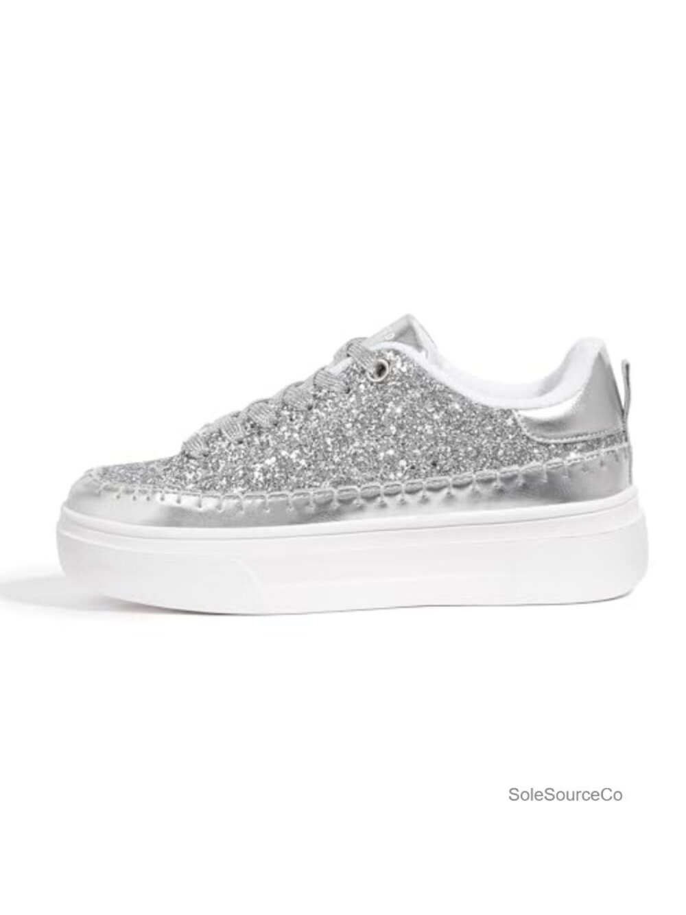 Platform Glitter Bling Fashion Sneakers Lace-Up Comfortable Event Shoes
